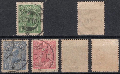1092 Norvegia 1907, NK 89-91, Re Haakon VII, canc. MI 67-69, SC #64-66.