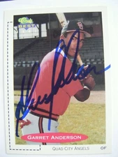 GARRET ANDERSON signed 1991 QUAD CITY ANGELS Classic baseball card AUTO BRAVES