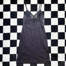 Vintage 70s Black Nylon Slip