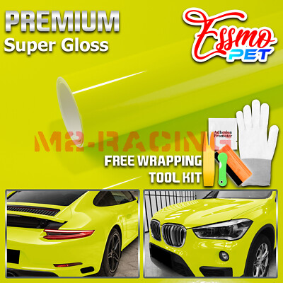 ESSMO PET Super Gloss Acid Lime Car Vehicle Vinyl Wrap Decal Glossy Like Paint