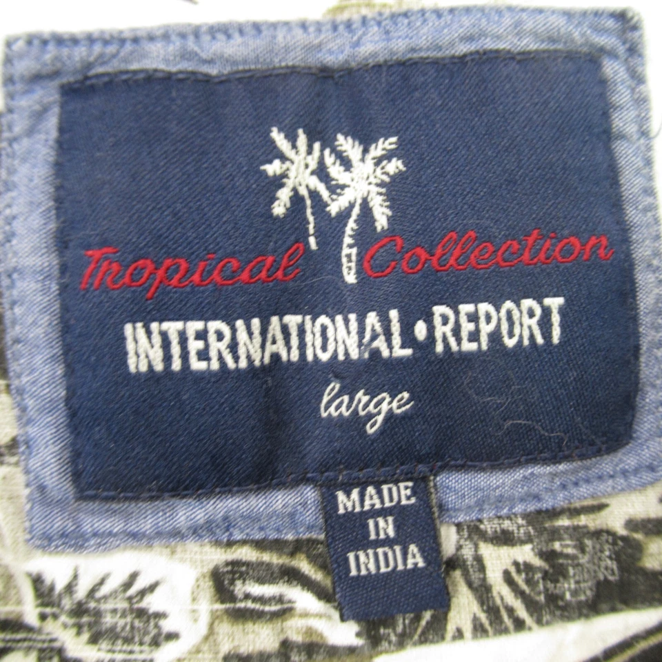 International Report Shirt Mens Large Short Sleeve Button Front Cotton Floral - Image 3 of 4