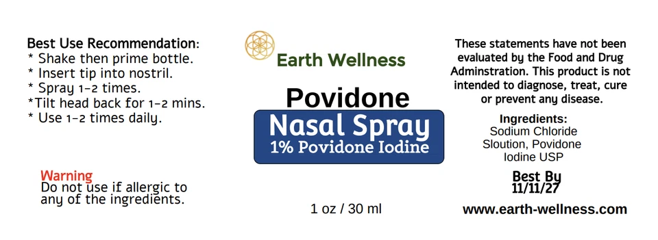 Носовой спрей 1% Povidone йод и физиологический раствор 1 унция в стеклянной бутылке - Изображение 3 из 3