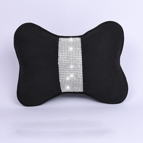 1pcs Bling Crystal Velvet Bowknot Car Headrest Neck Pillow Lovely Lumbar Cushion - Foto 16 di 26