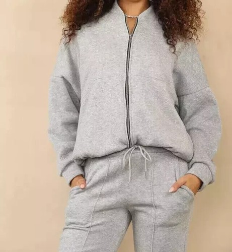 Women Bomber Oversize Baggy 2 Piece Lounge Wear Casual Set Ladies Suit Tracksuit - Picture 7 of 7