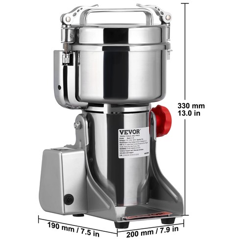 Elektrische Getreidemühle Mahlwerk Edelstahl Pulverisierer Pulvermaschine Trockenkörner - Bild 9 von 9