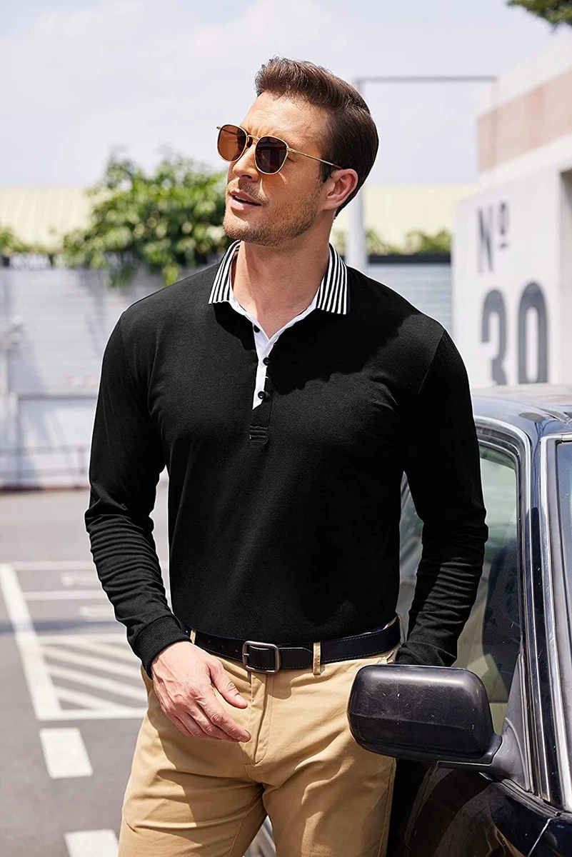 Muscle fit long sleeve polo cheap shirt