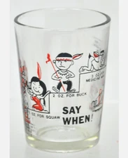 Vintage 1950s Hazel Atlas Native American Indian “Say When" Shot Glass 4 oz