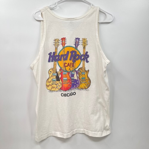 Canotta vintage Hard Rock Cafe Chicago uomo L bianca camicia senza maniche - Foto 10 di 13