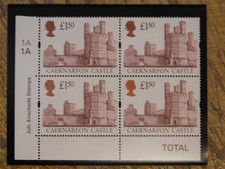 GB 1997 Enschede Castles £1.50 Cyl Block of 4 1A1A PVA gum SG# 1993 U/M