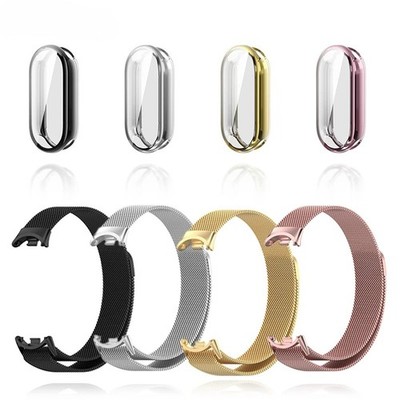 Metal Strap for Xiaomi Mi Band 8 9 10 Bracelet with Case Screen Protector Cover