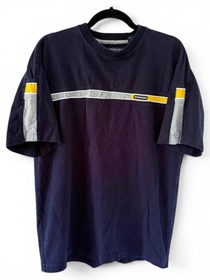 Vintage 90s Zero Tolerance Striped Surfer Skater Grunge Tee Shirt Size M Blue