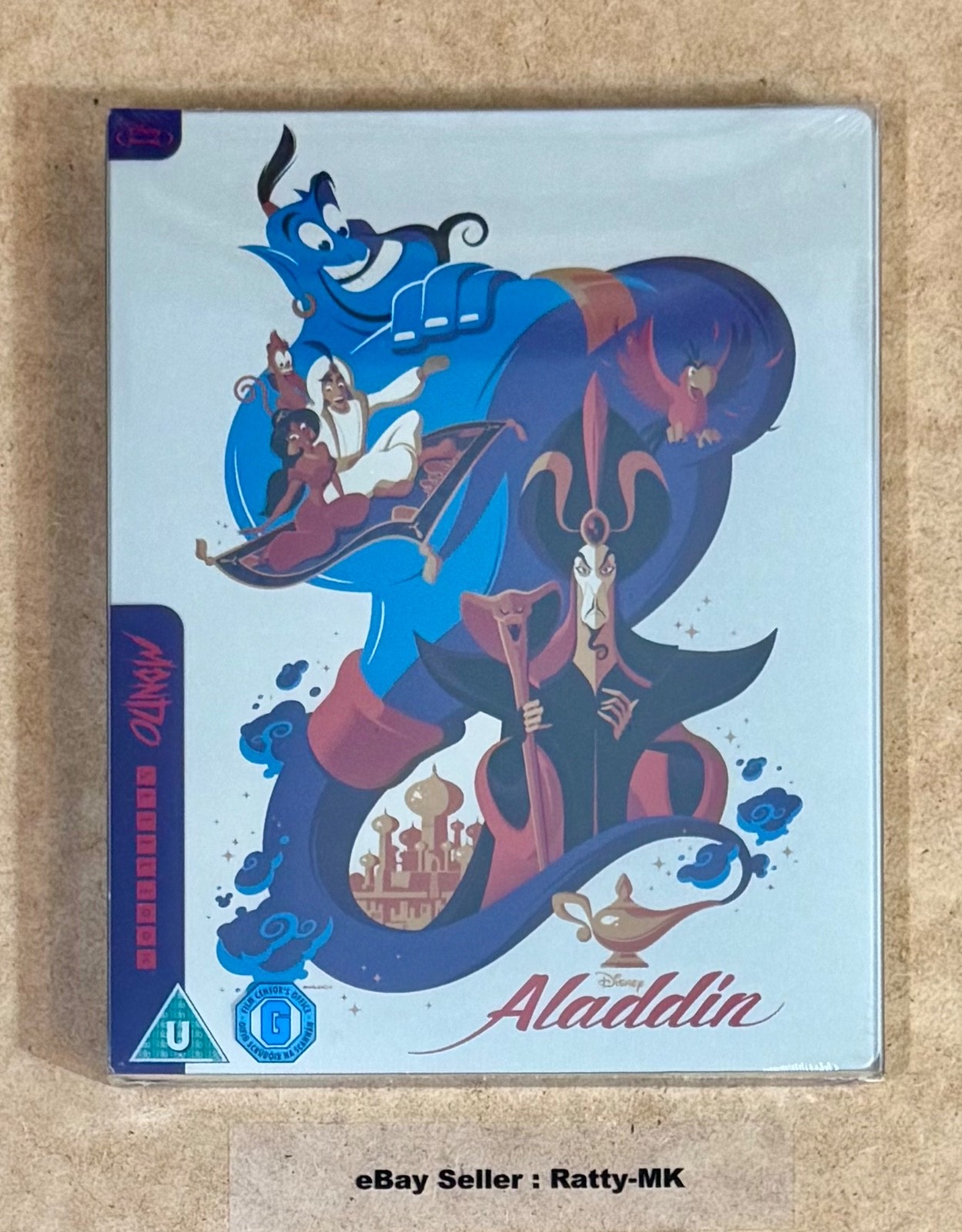 DISNEY'S ALADDIN - UK EXCLUSIVE MONDO ARTWORK BLU RAY STEELBOOK - NEW