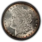 1885 $1 Morgan Silver Dollar - Violet Rim Toning - UNC - SKU-D7636