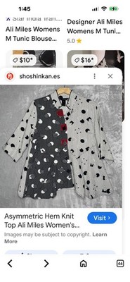 Ali Miles Art To Wear Lagenlook Size Large Button Up Too 3/4 Sleeve