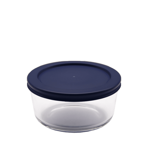 EUROSTAR 2 Cup Round Glass Food Storage Container with Blue Lid - Picture 1 of 2