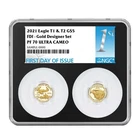 2021-W Proof  T1 and T2 American Eagle 1/10 oz Gold Set Designer Edition NGC