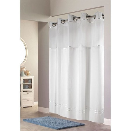 Hookless Hbh40e257am Shower Curtain, Plastic, White, 71 In W, 74 In L