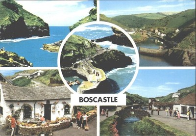 Vintage John Hinde Postkarte: Malerischer Boscastle Hafen Cornwall England