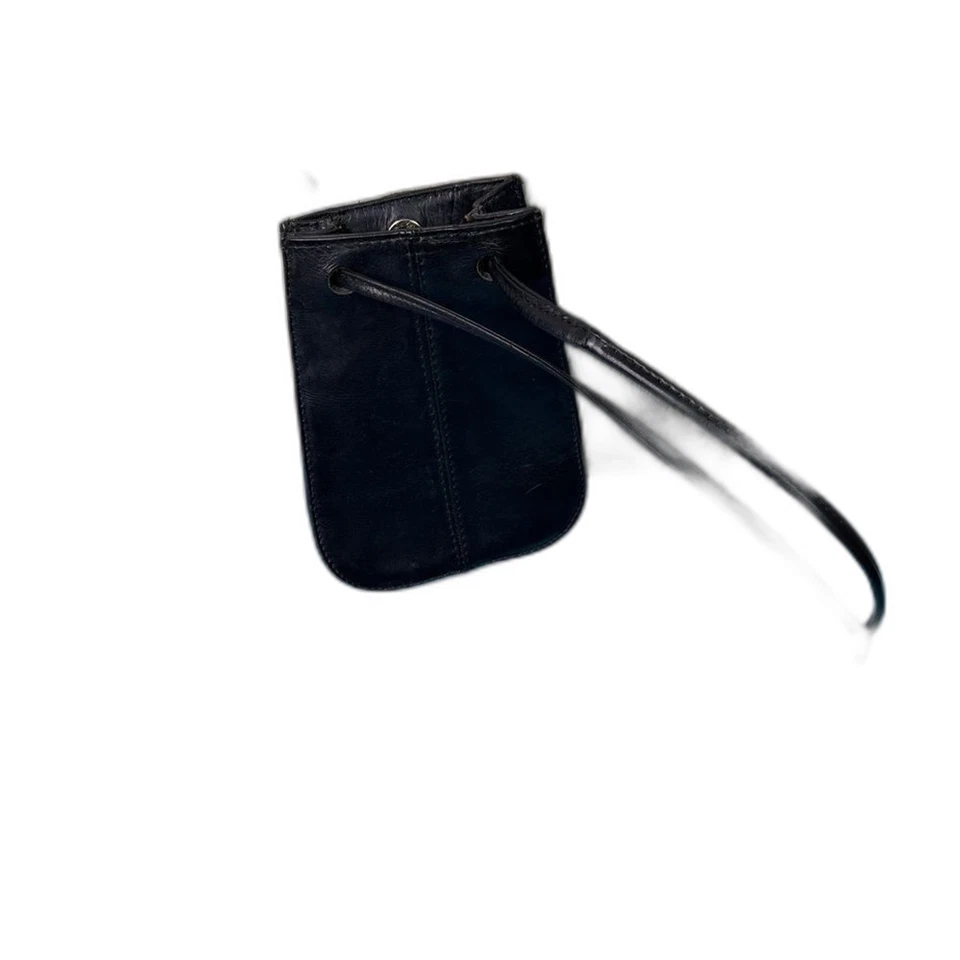 9 & Co. Black Leather Pouch 8-1/2”x6”x2” with Snap Closure and Long Strap 28” - Image 2 of 4