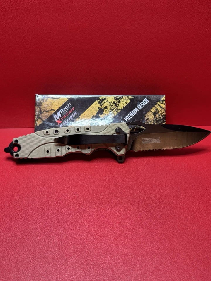 Cuchillo asistido MTech Xtreme Ballistic Mx-A809TN dentado Linerlock diseño EE. UU. Foto 2 de 4