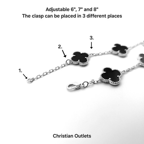 925 Sterling Silver Clover Bracelet – Green and Gold Adjustable Jewelry for Men - Picture 7 of 8