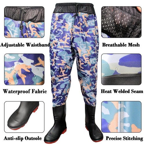 Lfemro Fishing Waist Waders, Nylon/PVC Wader Pants for Men Women, Waterproof ... - Picture 3 of 7