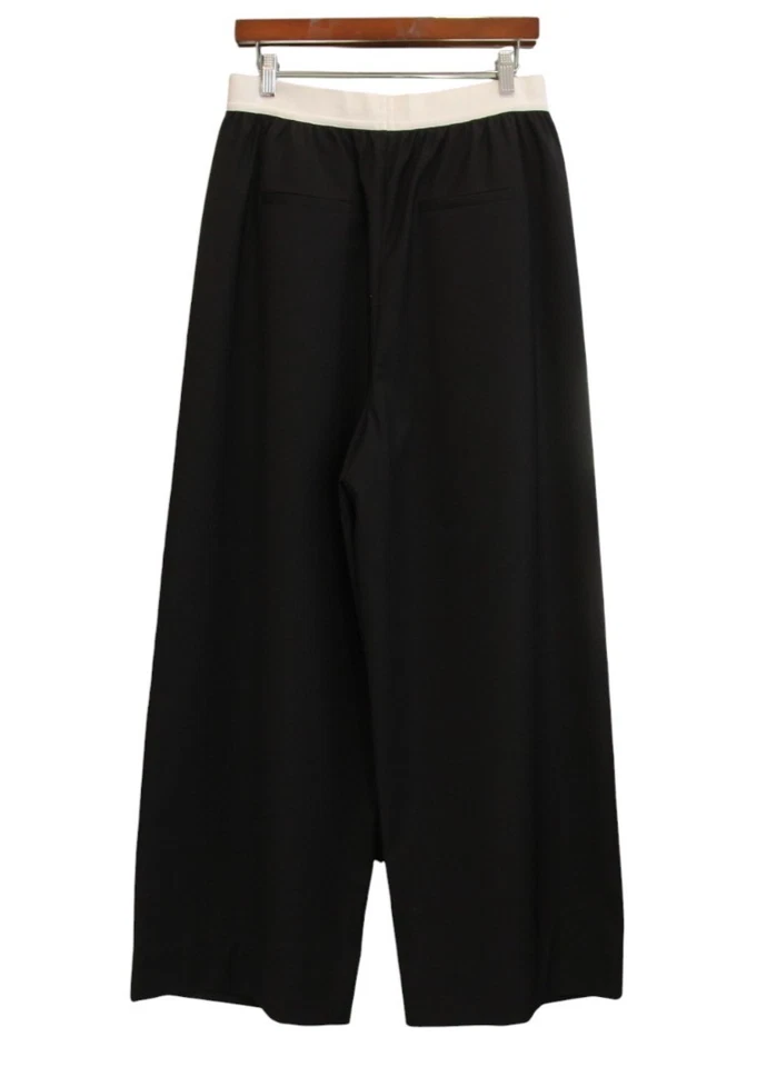 Tibi Marit Pants Medium Black Recycled Tropical Wool Pull On Pleated Trousers - Image 4 of 4