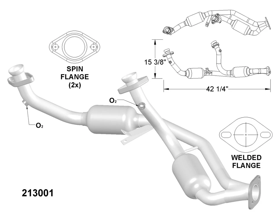 Convertidor catalítico para Mercury Sable 1994-1995 3,0 L V6 GAS OHV Foto 2 de 2