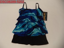 Robby Len Women's Size 12 Blue Black One-Piece Swimsuit