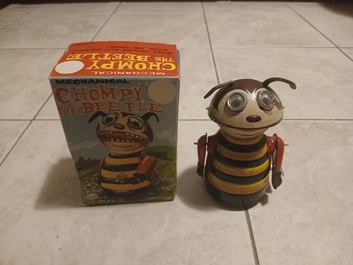 1960s Marx Mechanical Chompy The Beetle Monster Tin Wind Up MIB