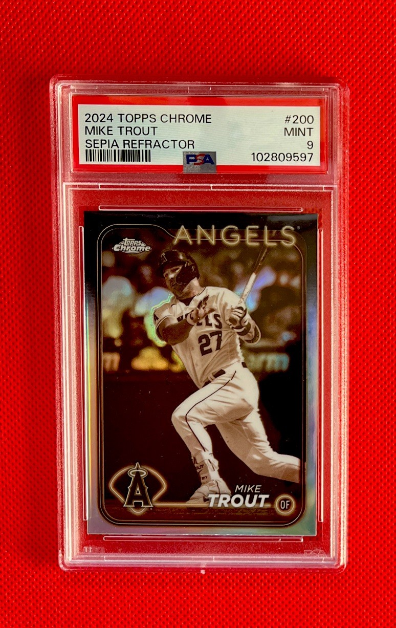 Mike Trout 2024 Topps Chrome Sepia Refractor #200 PSA 9 - Los Angeles Angels