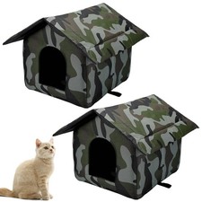 2Pcs Camo Cat Houses for Outdoor Stray Cats Shelter Weatherproof Outdoor Cat ...