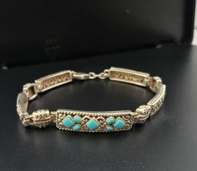 Vintage Sterling Silver bracelet made of black turquoise, 925 sterling silver - Image 1 of 4