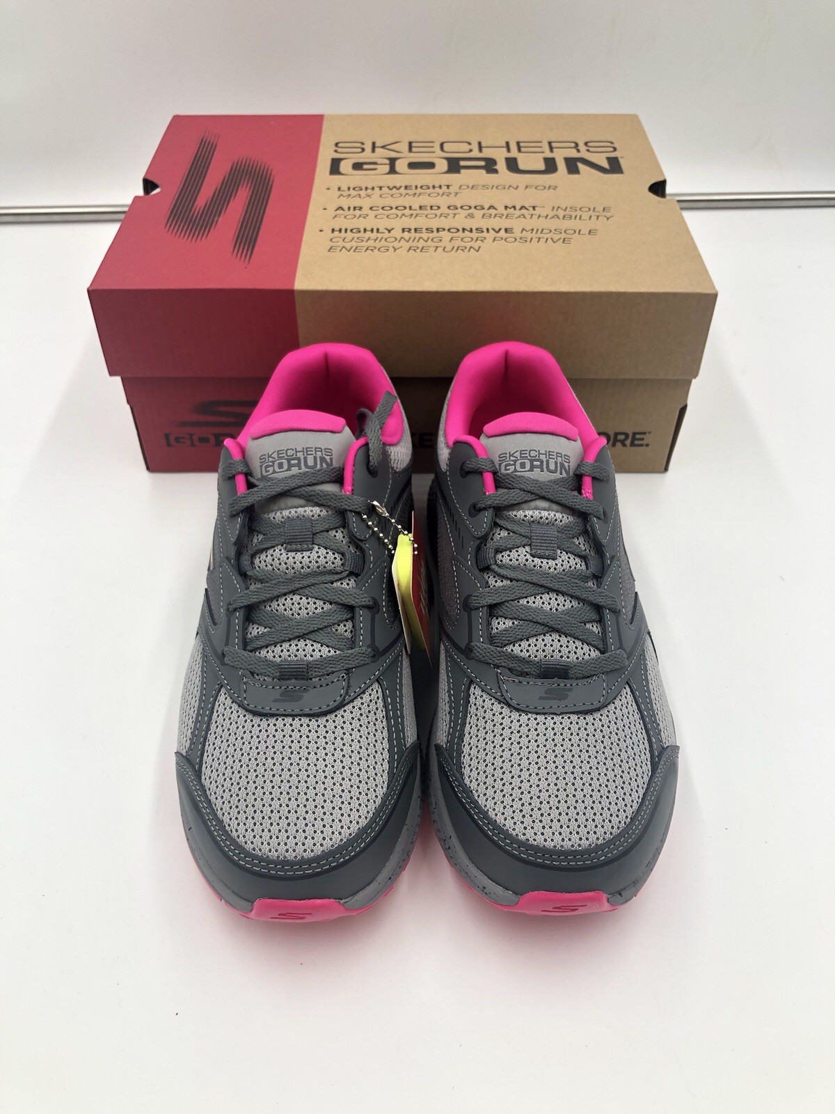 Skechers Go Run Consistent Vivid Horizon Sneaker Women's Sz 8.5 Wide Gray Pink •