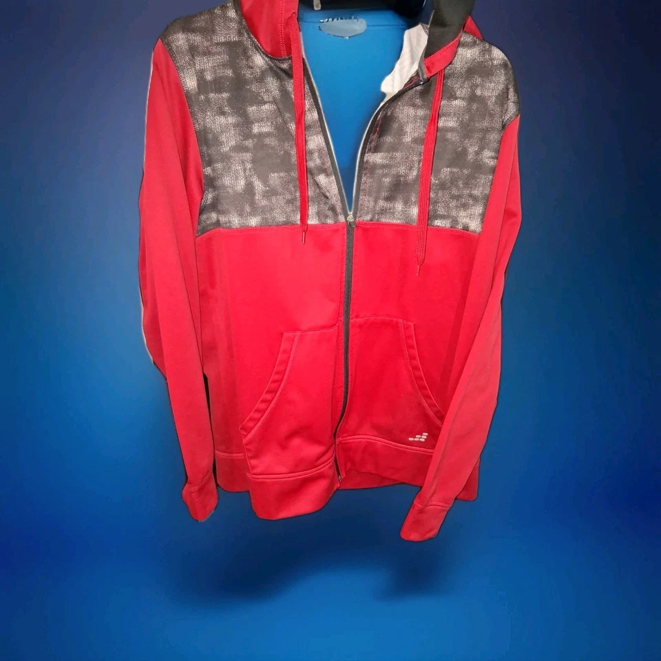 Sudadera con capucha BCG Mist Resistance grande con cremallera roja/gris para hombre Foto 3 de 4