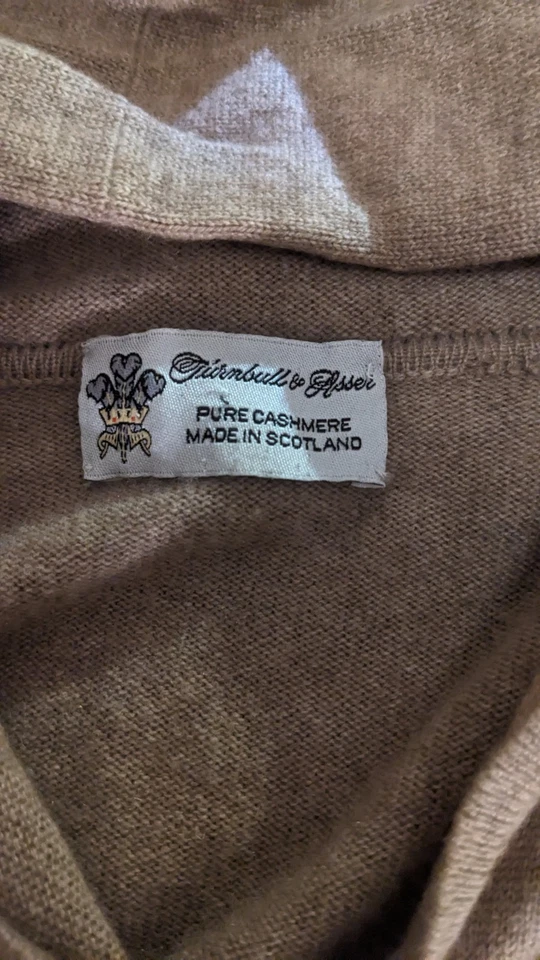 MUY RARO Turnbull And Asser Cashmere Bronceado Sudadera con Capucha Para Hombre Mediana 2010 Suéter Foto 3 de 4