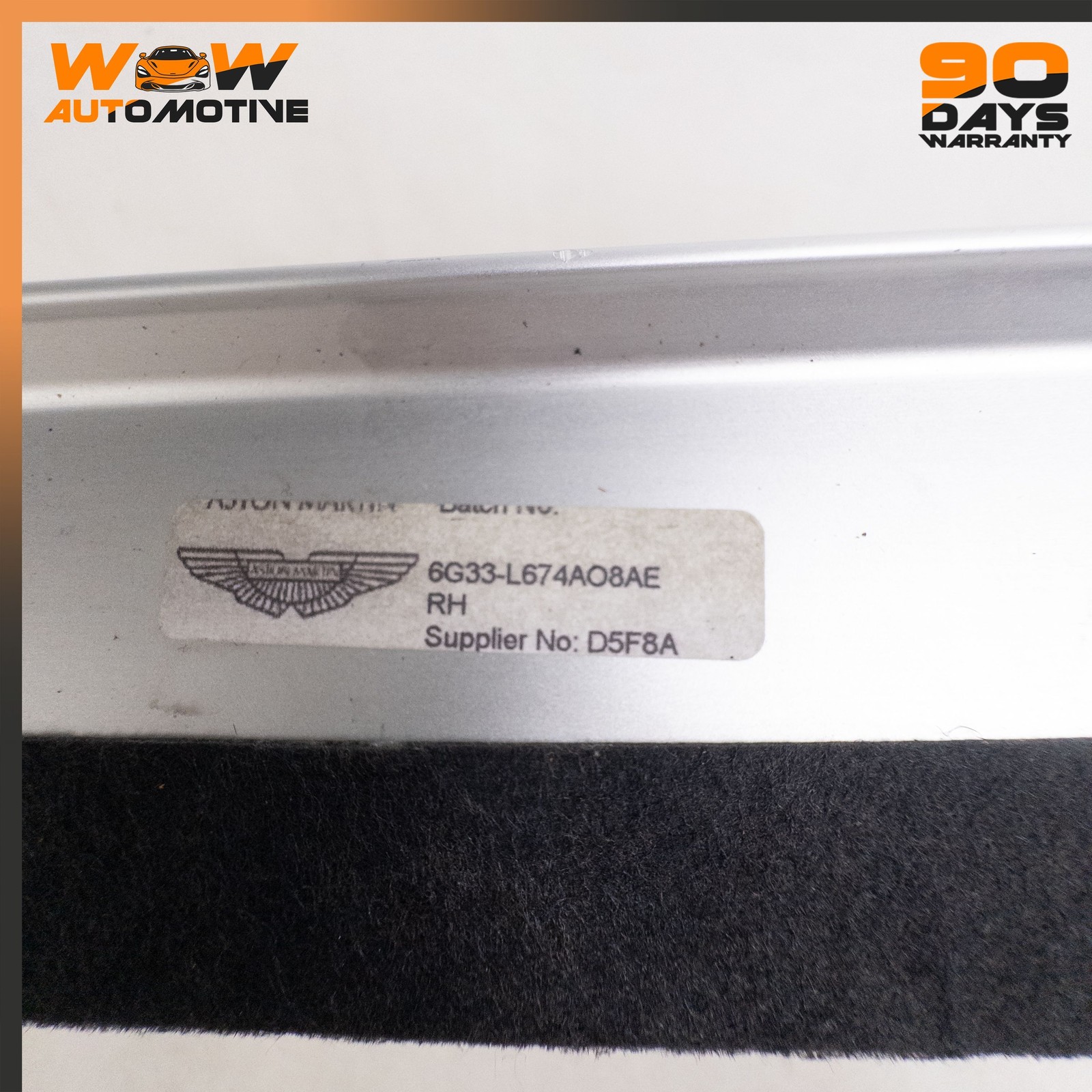 06-16 ASTON MARTIN V8 S VANTAGE RIGHT CABIN FINISHER SILVER TRIM PANEL OEM