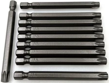 XMHF 10Pcs 75mm/3inch Long 1/4 Inch Hex Shank T40 Torx Head T40, Gray 