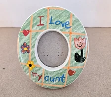Vintage I Love My Aunt Ceramic Picture Frame Magnet Russ Circle Design 4 in.
