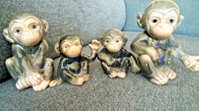 Affe. Schimpansen-Familie. Sammelfigur.Porzellan.Figur Tier.Göbel W.Germany