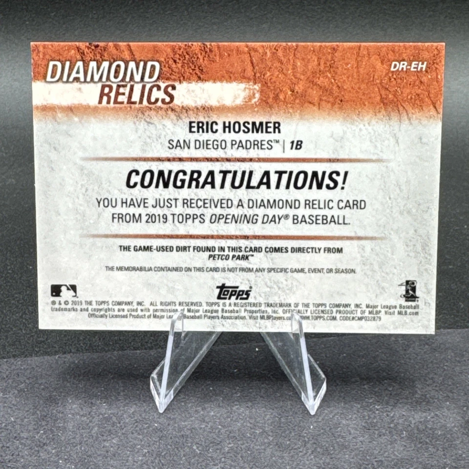 Eric Hosmer 2019 Topps Opening Day Diamond Relics Game-Used Petco Park Dirt - Image 2 of 2