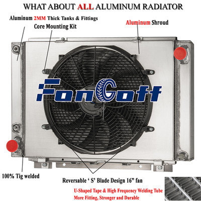 4 Core Aluminum Radiator Shroud+Fan For 1961-66 Ford Thunderbird 6.4/6.6/7.0L V8