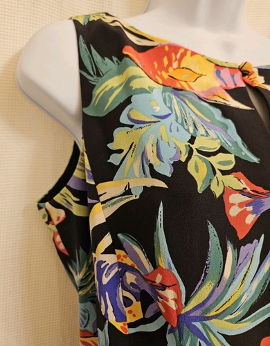 Maggy London Womens Sleeveless 100% Silk Dress Multicolored Tropical Fish BB24 - Afbeelding 2 van 7