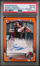 2025 Bowman Bowman Prospect Auto Orange Slade Caldwell #BPASC /25 PSA 8