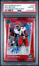 2021 Optic Nick Bolton Rookie Auto Red Hyper #275 PSA 10