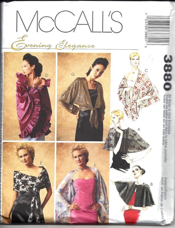 Vintage McCall's 3880 Woman's Evening Wrap Pattern. 7 Styles.  All Sz.  Included