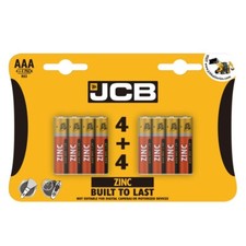 JCB Zinc Battery AAA Size 4 Plus + 4 Pack (8 Pack)