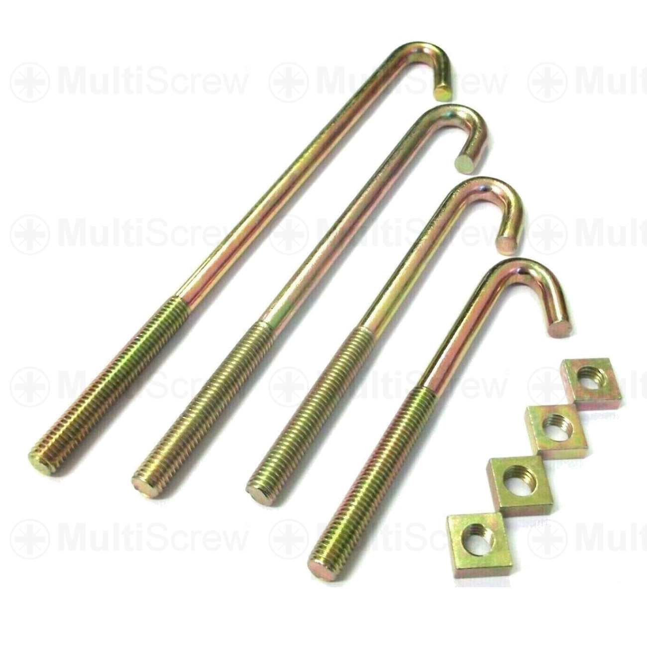 M8 HOOK J BOLTS & SQUARE NUTS ZINC ROOFING GUTTERING FENCE WEATHERPROOF