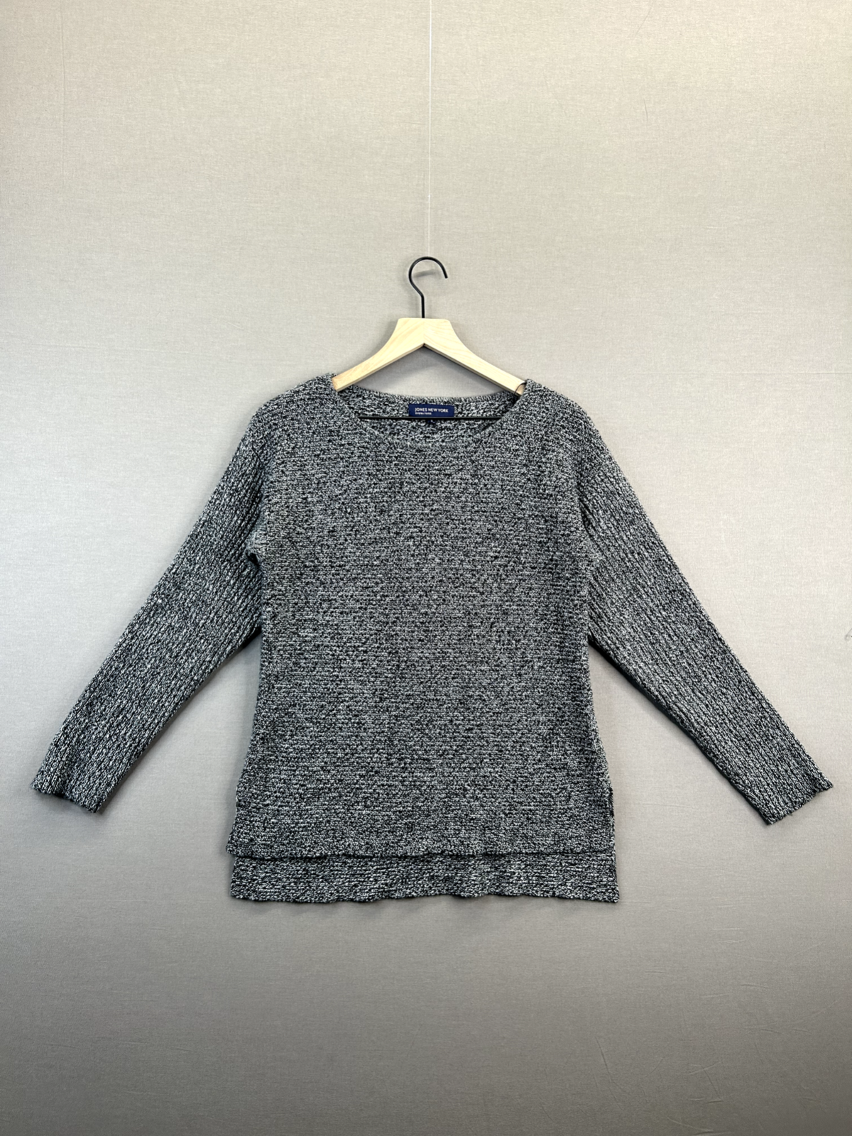 Jones New York Womens Gray Long Sleeve Round Neck T-Shirt Size S