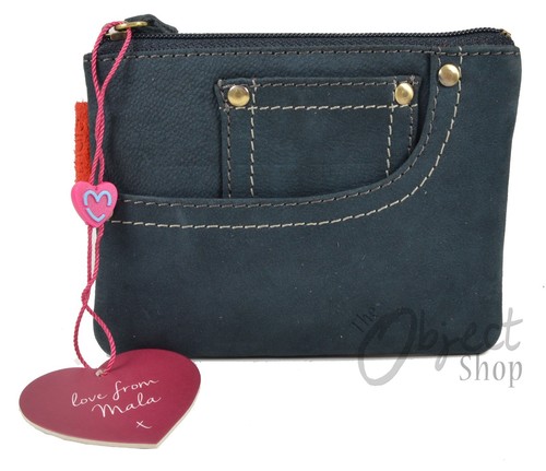 Mala Leather Pinky Denim Jeans Style Coin Purse Wallet Key Chain Pocket Designs - Picture 5 of 12